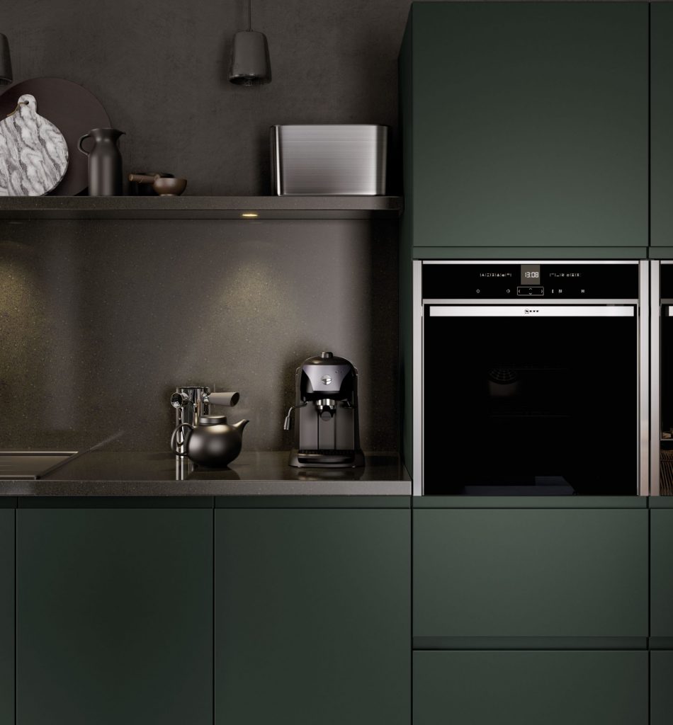 Close up of a Kitchen in Deeep Forrest colour