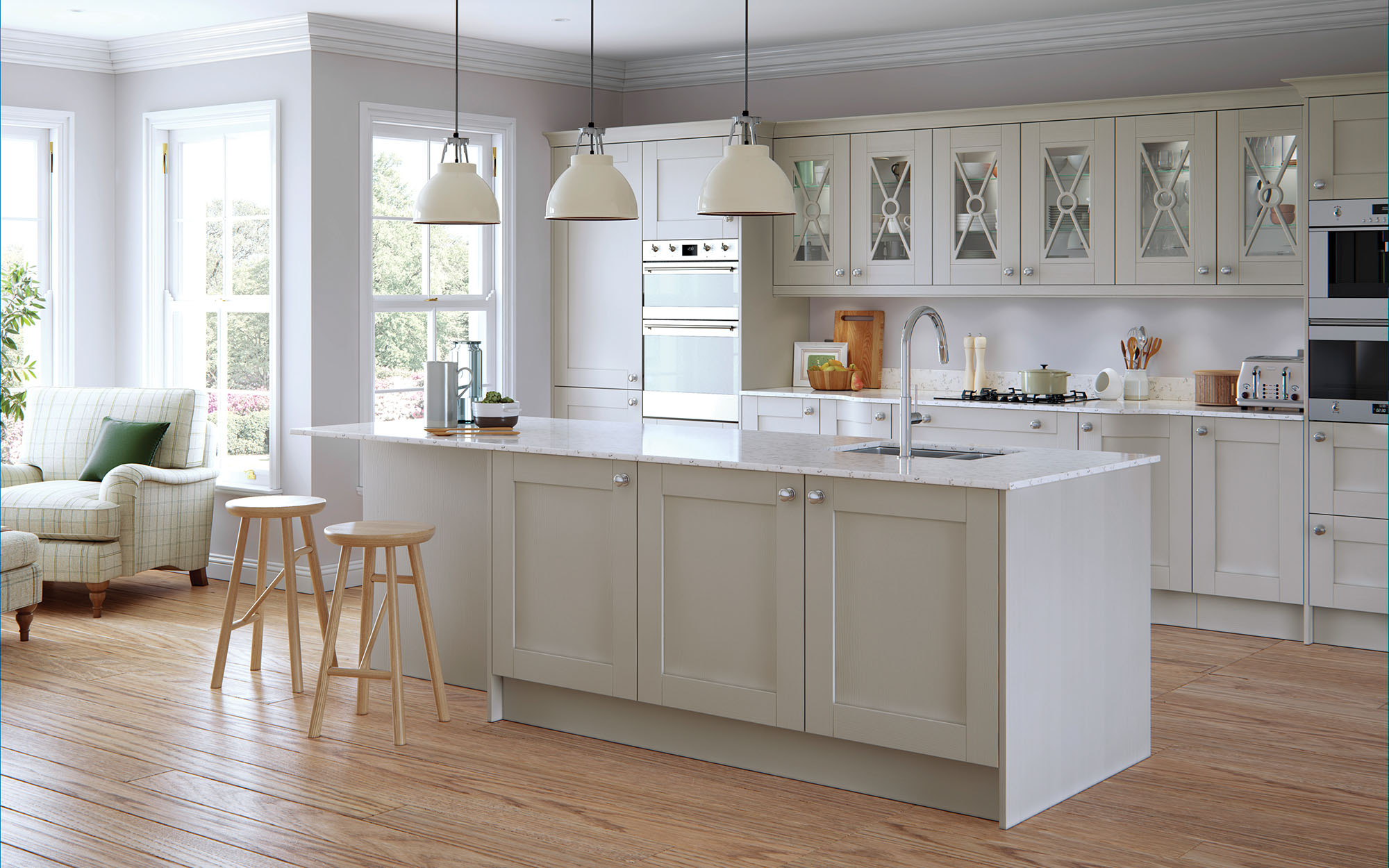 Madison style kitchen in light grey