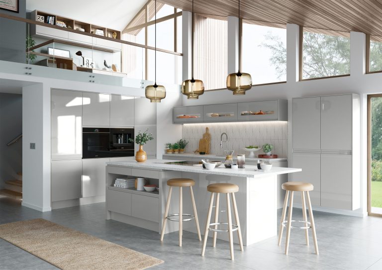Sienna Gloss Light Grey Kitchen 