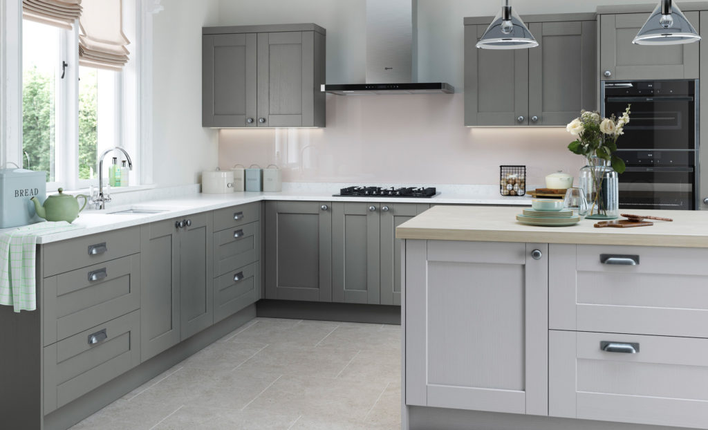 Picture of a light grey kitchen in the kendal range