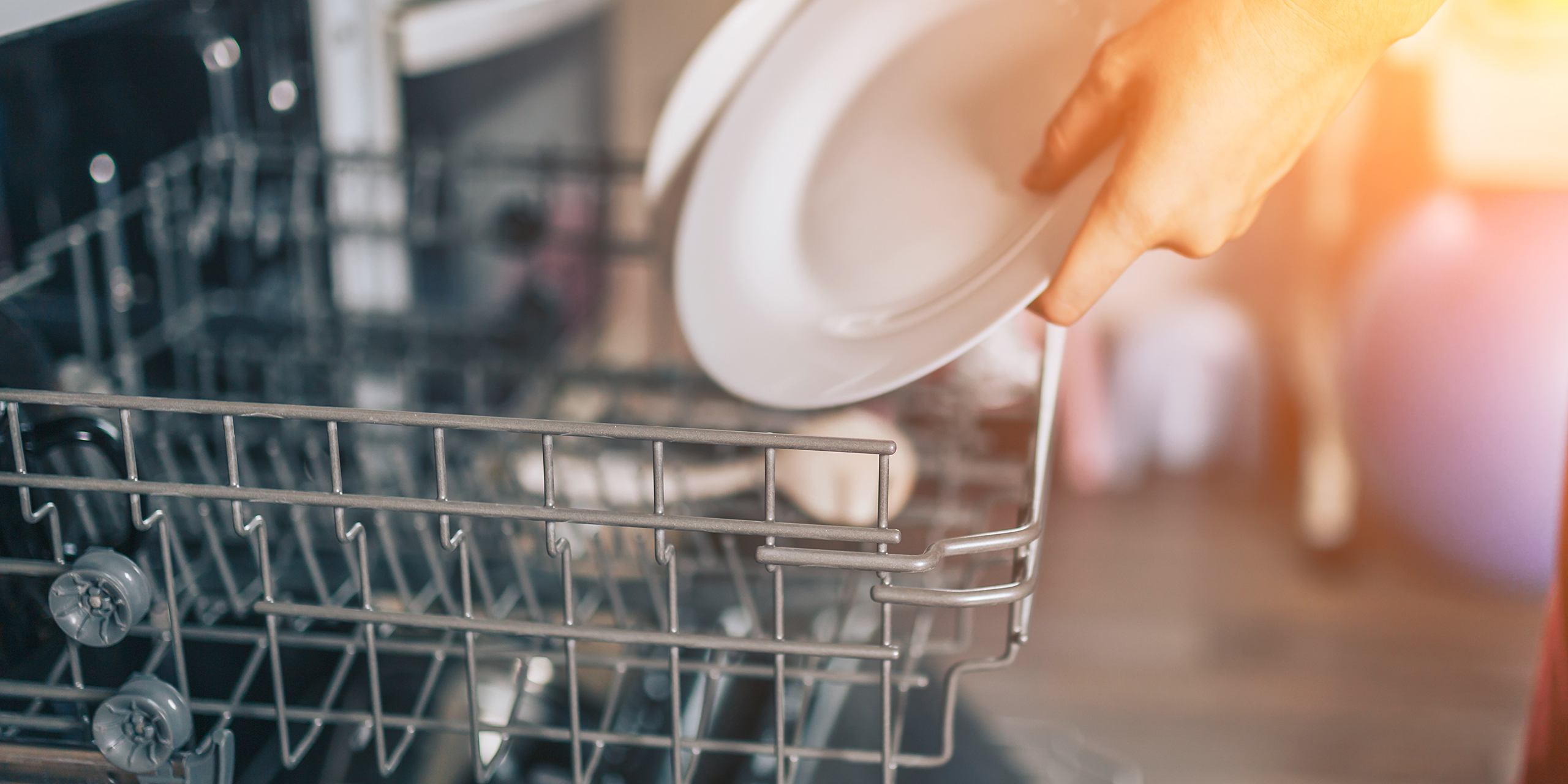 After dinner party dishes going in dishwasher