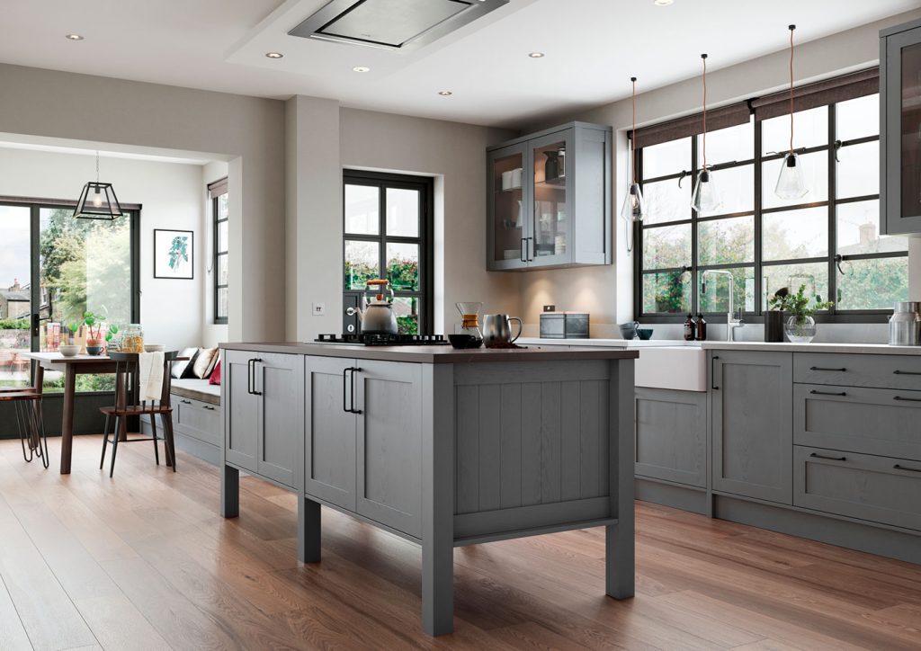 Alana Dust Grey shaker kitchen by The Kitchen Depot with an island