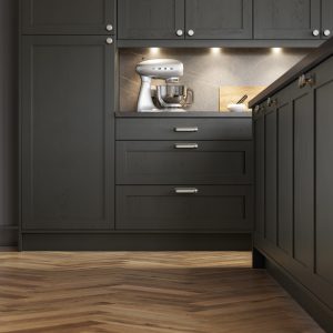 Alana Graphite Grey shaker kitchen design by The Kitchen Depot close up of cabinets and drawers
