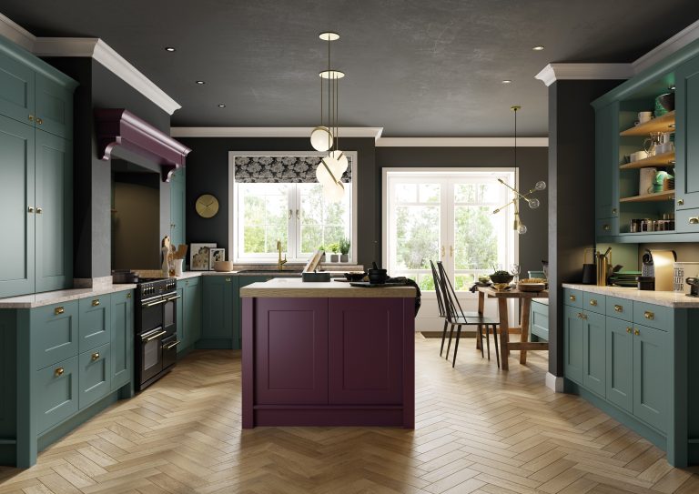 Dual Tone Deep Heather and Viridian Kitchen