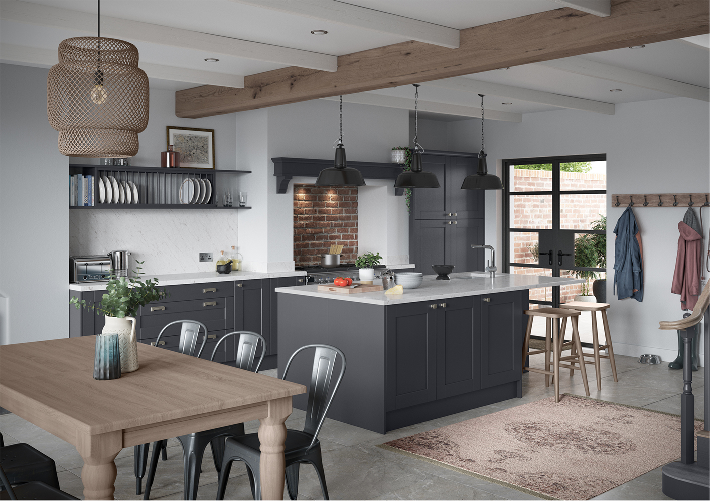 The Kendal Indigo shaker kitchen, made by The Kitchen Depot