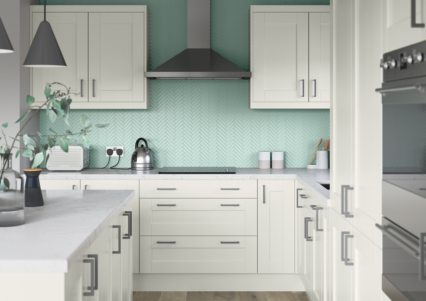 Kendal in Porcelain kitchen cabinets and drawers with oven, made by The Kitchen Depot