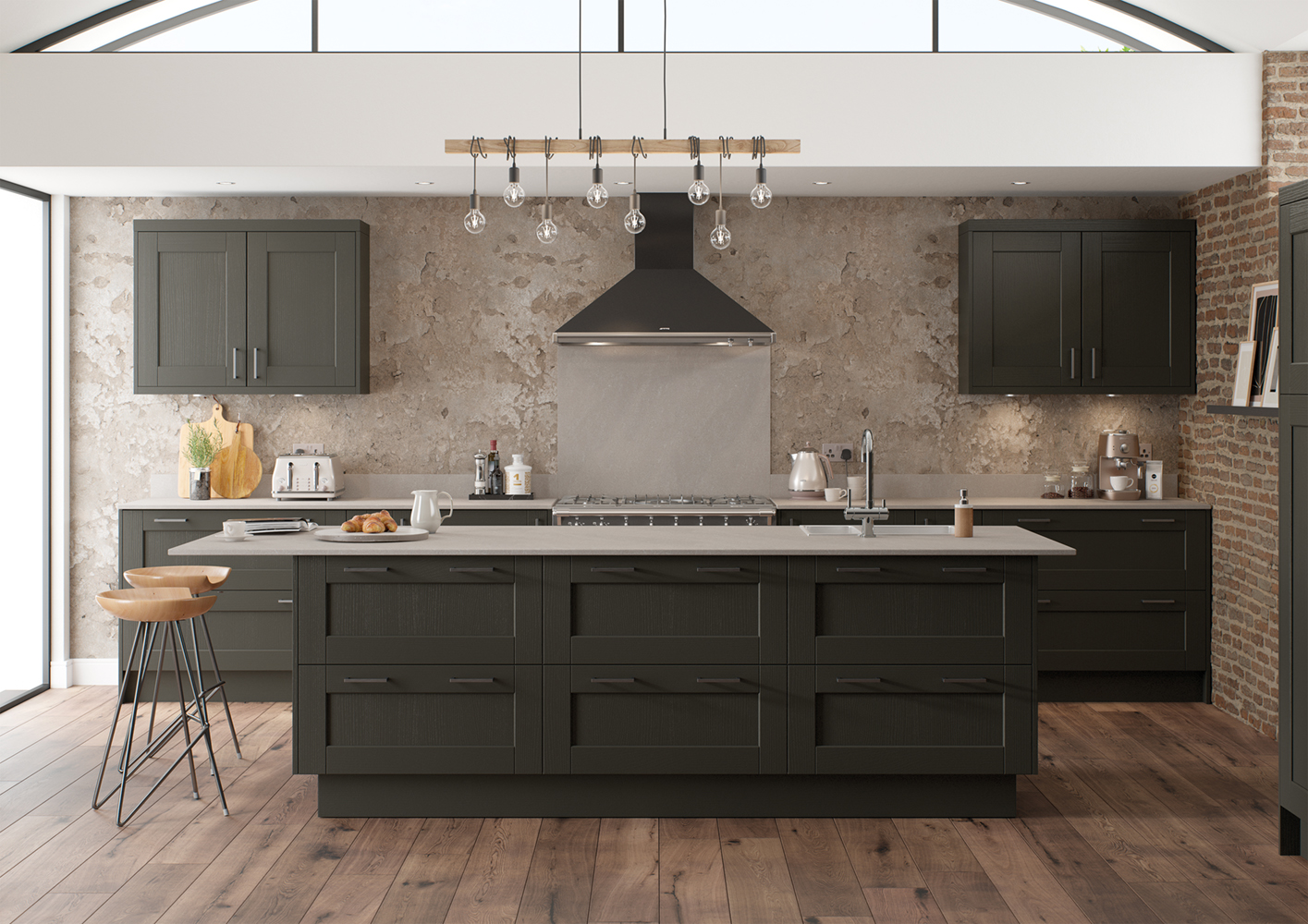 Kendal Graphite Grey V-Groove shaker style kitchen, made by The Kitchen Depot