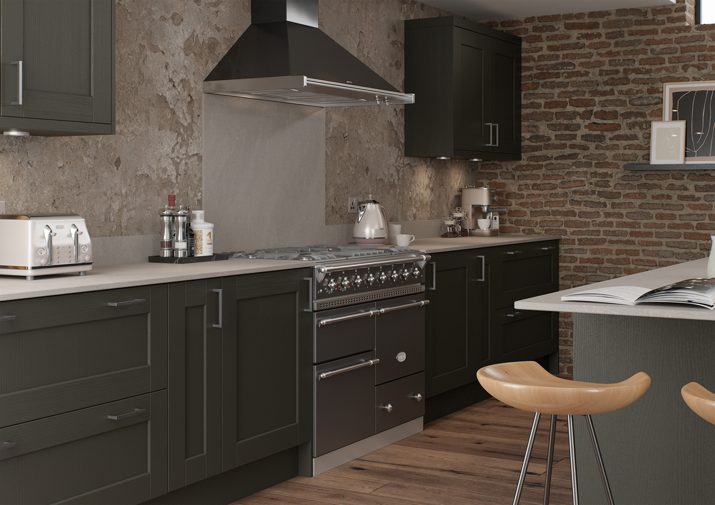 Run of Kendal shaker cabinets in Graphite with oven, made by The Kitchen Depot