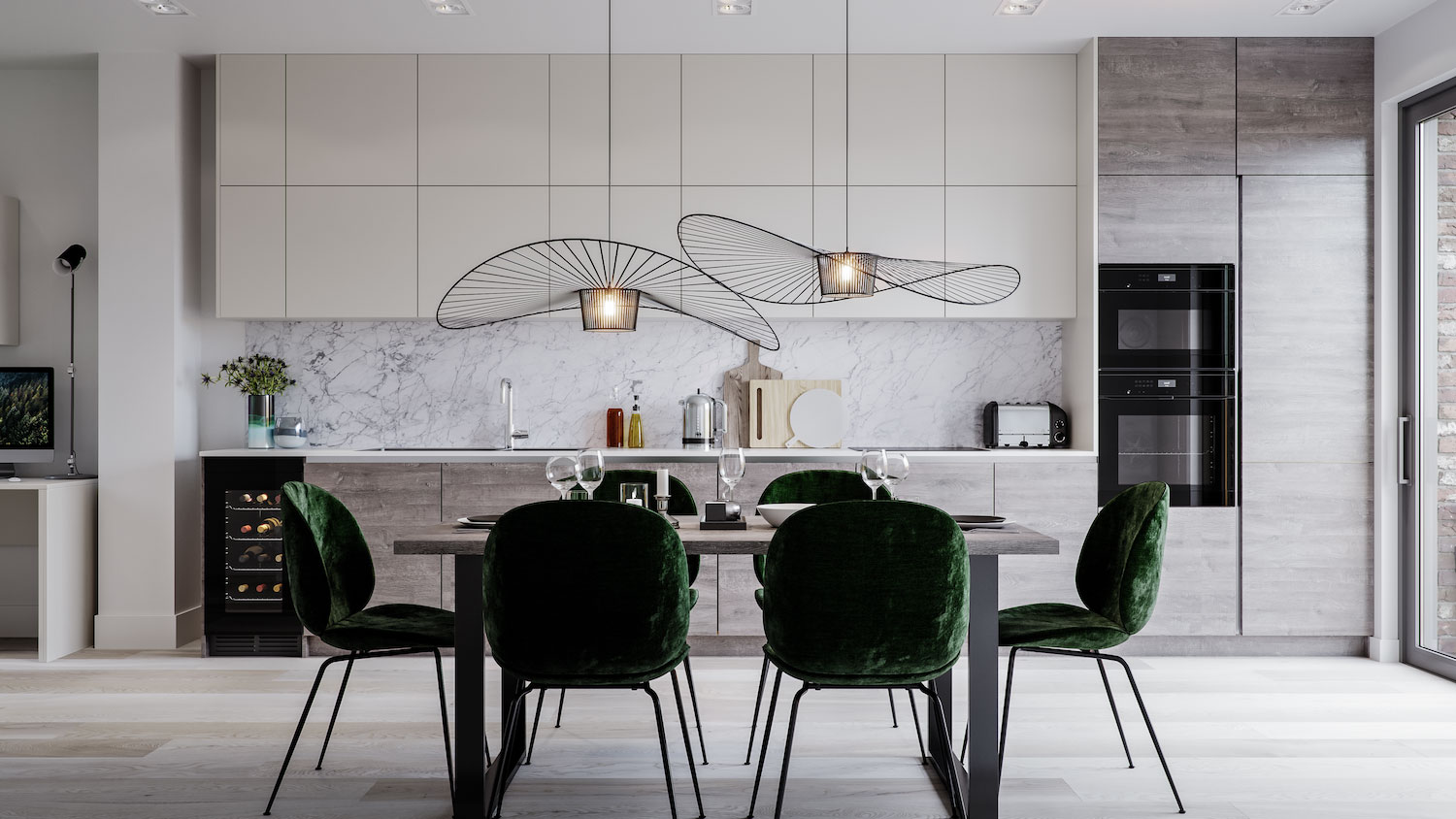 Light grey modern sales kitchen