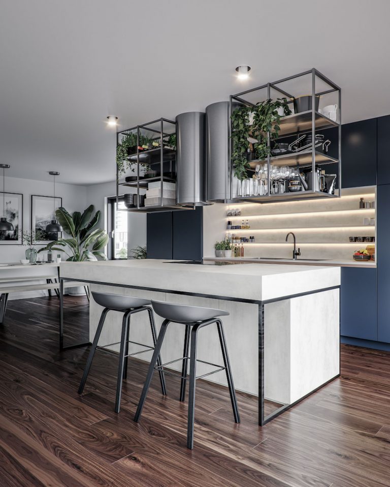 LINEA Kitchen in Matte Indigo and White Chromix -  The Kitchen Depot