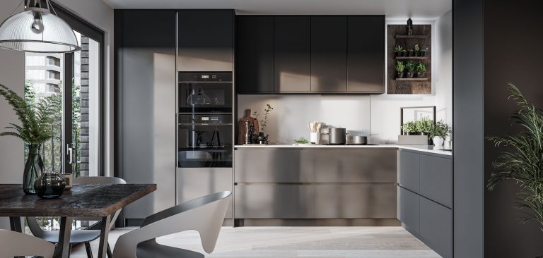 LINEA Matte Black Handleless Kitchen -  The Kitchen Depot