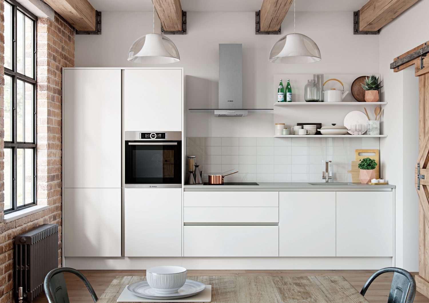 Zara Matte White Single Wall Kitchen Design by The Kitchen Depot