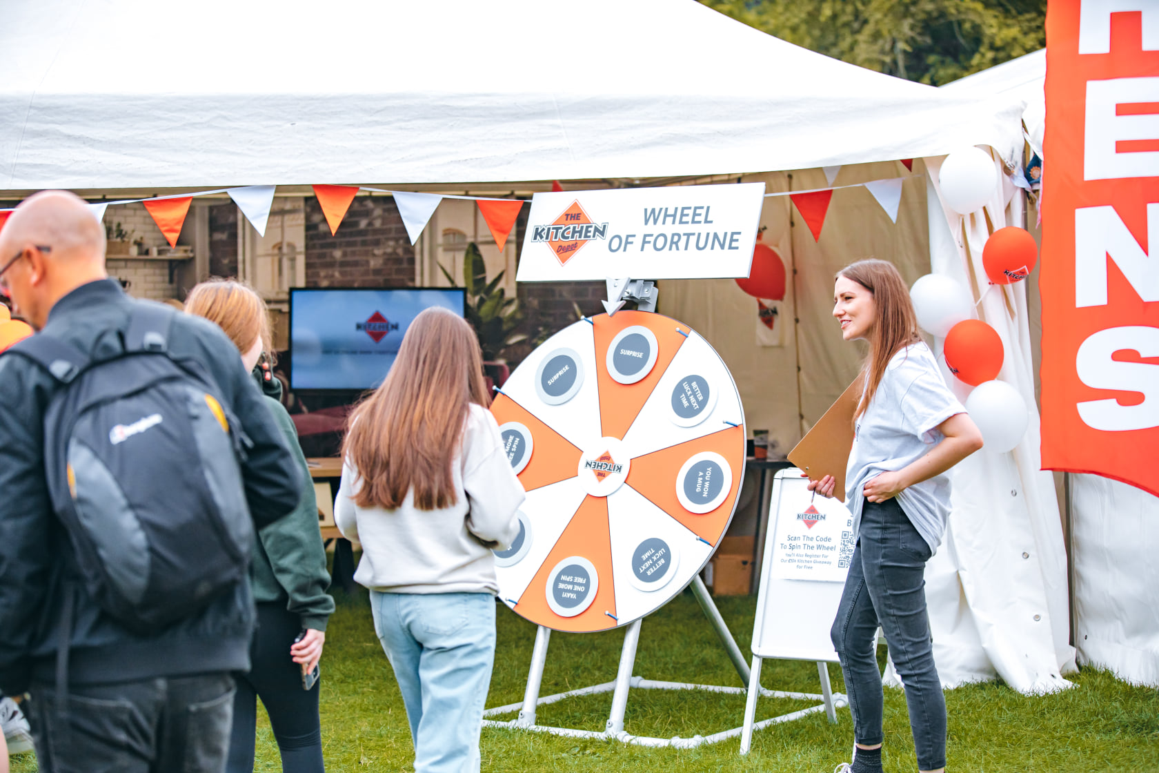 The Kitchen depot team and public at The Kitchen Depot's stand at Shrewsbury Food Festival