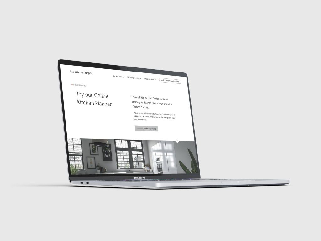 The Kitchen Depot New Website 2022 on Mac laptop
