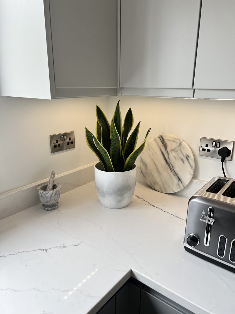 Sienna Matte modern J-handle kitchen in Light Grey & Dust Grey made by The Kitchen Depot 5