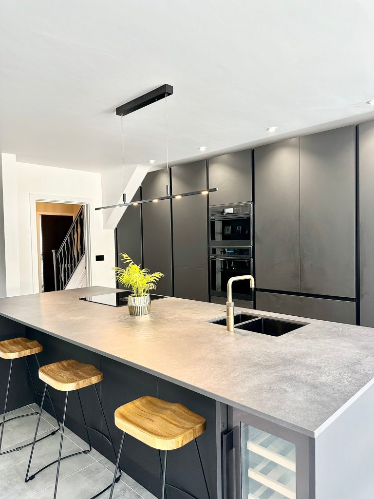 The Setterfield's Matte Black Linea Kitchen with Quooker Hot Tap