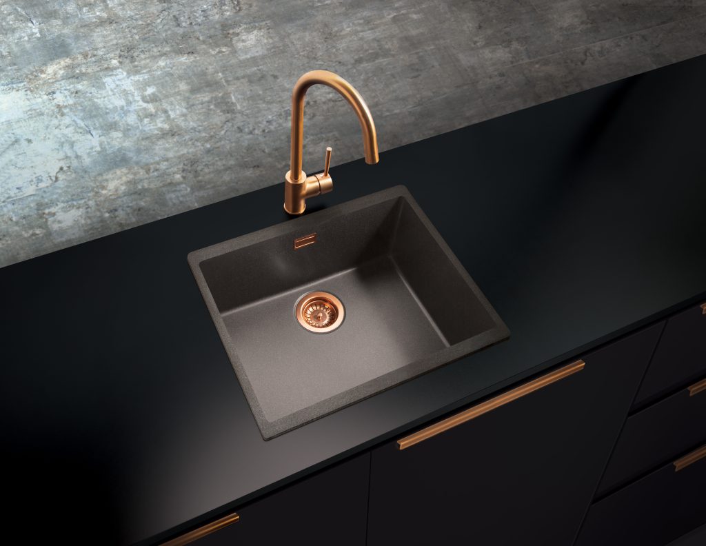Lavéllo sink and tap collection black kitchen decor with copper tap and granite sink