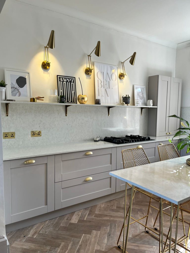 McCreadie's Cashmere & Black Madison Shaker kitchen from The Kitchen Depot with splashes of Gold